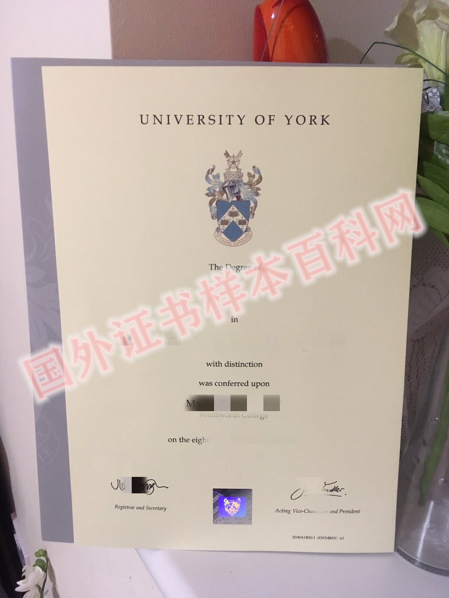 全网展示:英国约克大学毕业证书样本