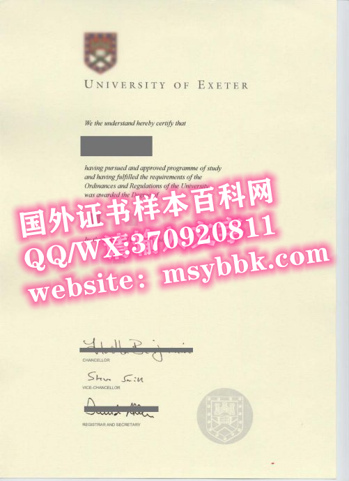 最新定制-英国埃克塞特大学毕业证书样本