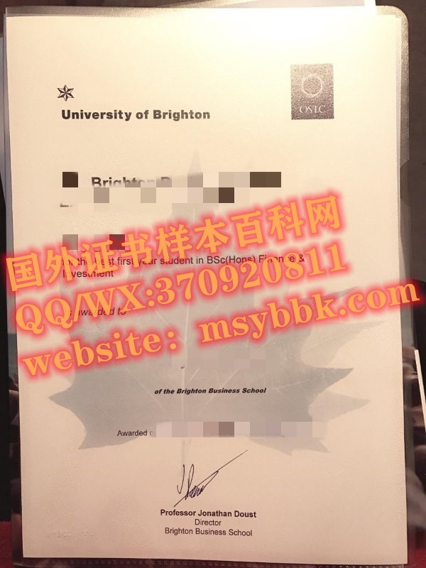 布莱顿大学毕业证书模板最新