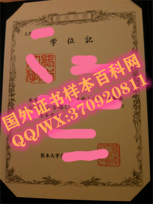 最新日本熊本大学毕业证书样本