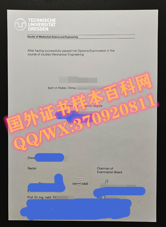 德国德累斯顿工业大学毕业证模板