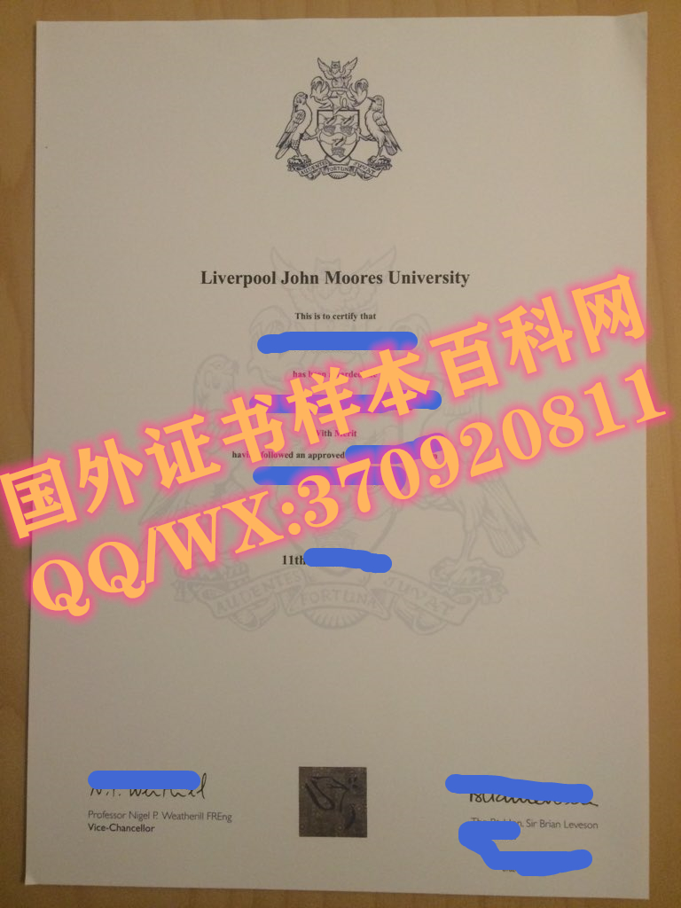 利物浦约翰摩尔斯大学毕业证模板