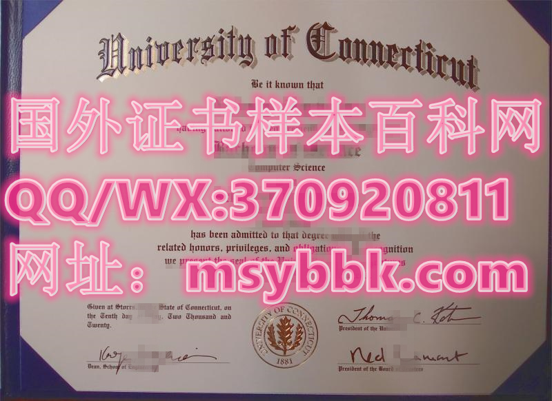 康涅狄格大学毕业证书样本-美国大学毕业