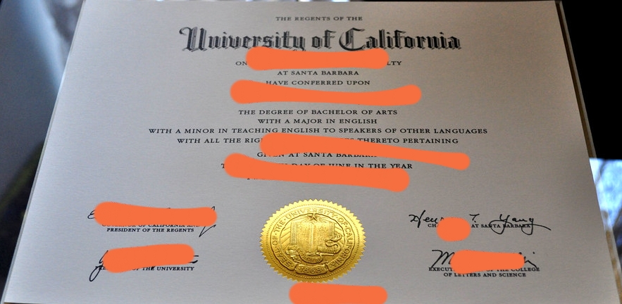 加州大学圣塔芭芭拉分校毕业证样本