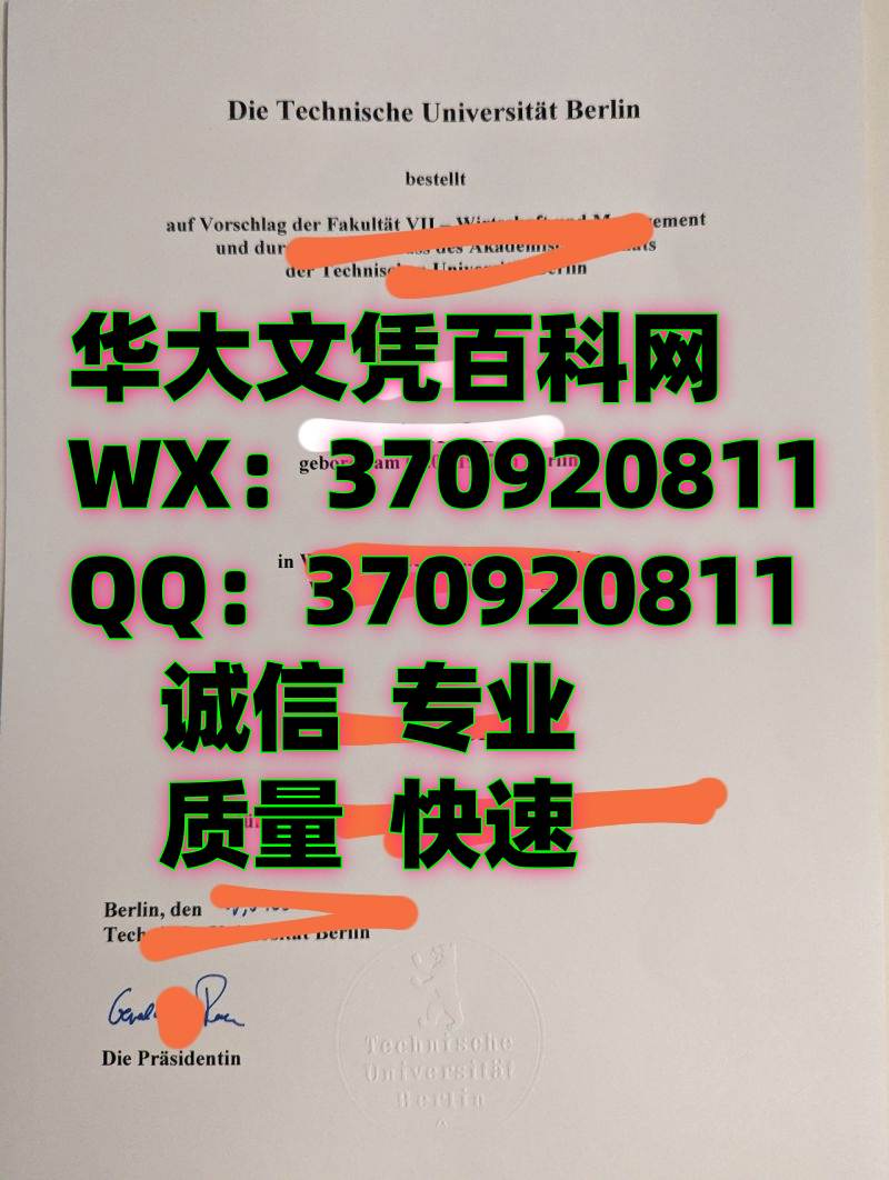 最新德国柏林工业大学毕业证照片欣赏，Graduation Certificate from Technical University of Berlin, Germany
